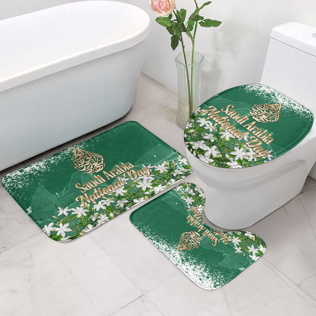 Saudi Arabia National Day Bathroom Set White Jasmine Arabic Calligraphy Cultural Pride