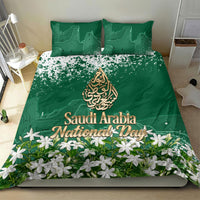 Saudi Arabia National Day Bedding Set White Jasmine Arabic Calligraphy Cultural Pride