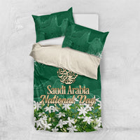 Saudi Arabia National Day Bedding Set White Jasmine Arabic Calligraphy Cultural Pride