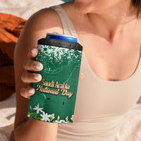 Saudi Arabia National Day 4 in 1 Can Cooler Tumbler White Jasmine Arabic Calligraphy Cultural Pride
