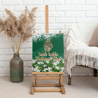 Saudi Arabia National Day Canvas Wall Art White Jasmine Arabic Calligraphy Cultural Pride