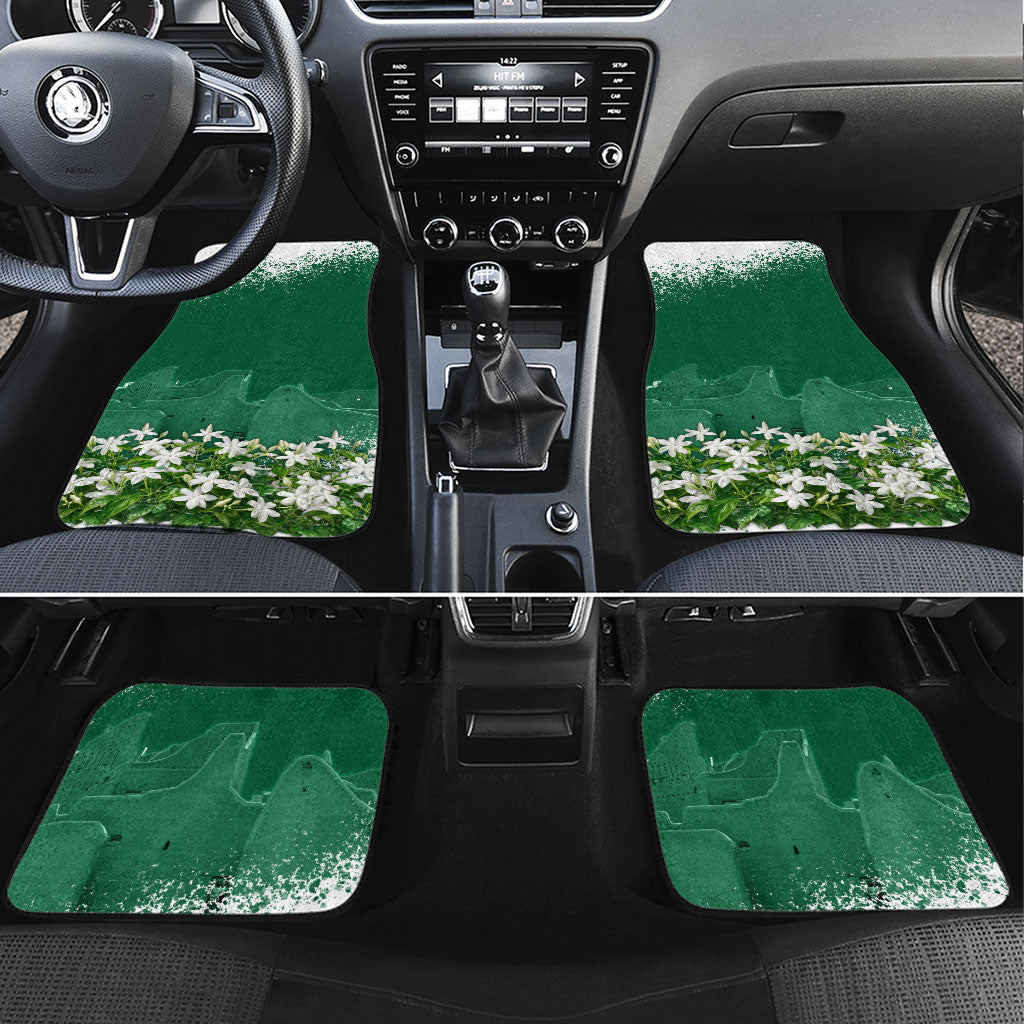 Saudi Arabia National Day Car Mats White Jasmine Arabic Calligraphy Cultural Pride