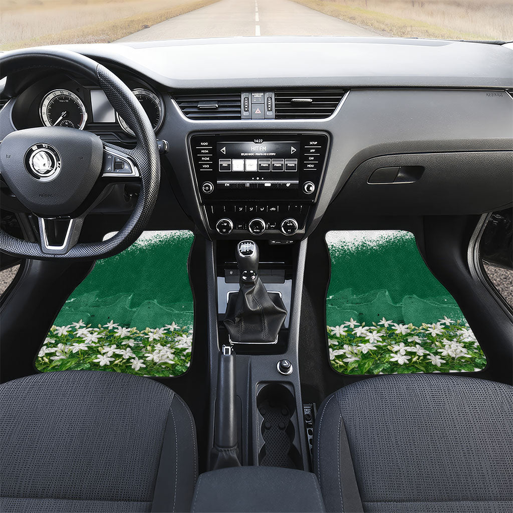 Saudi Arabia National Day Car Mats White Jasmine Arabic Calligraphy Cultural Pride