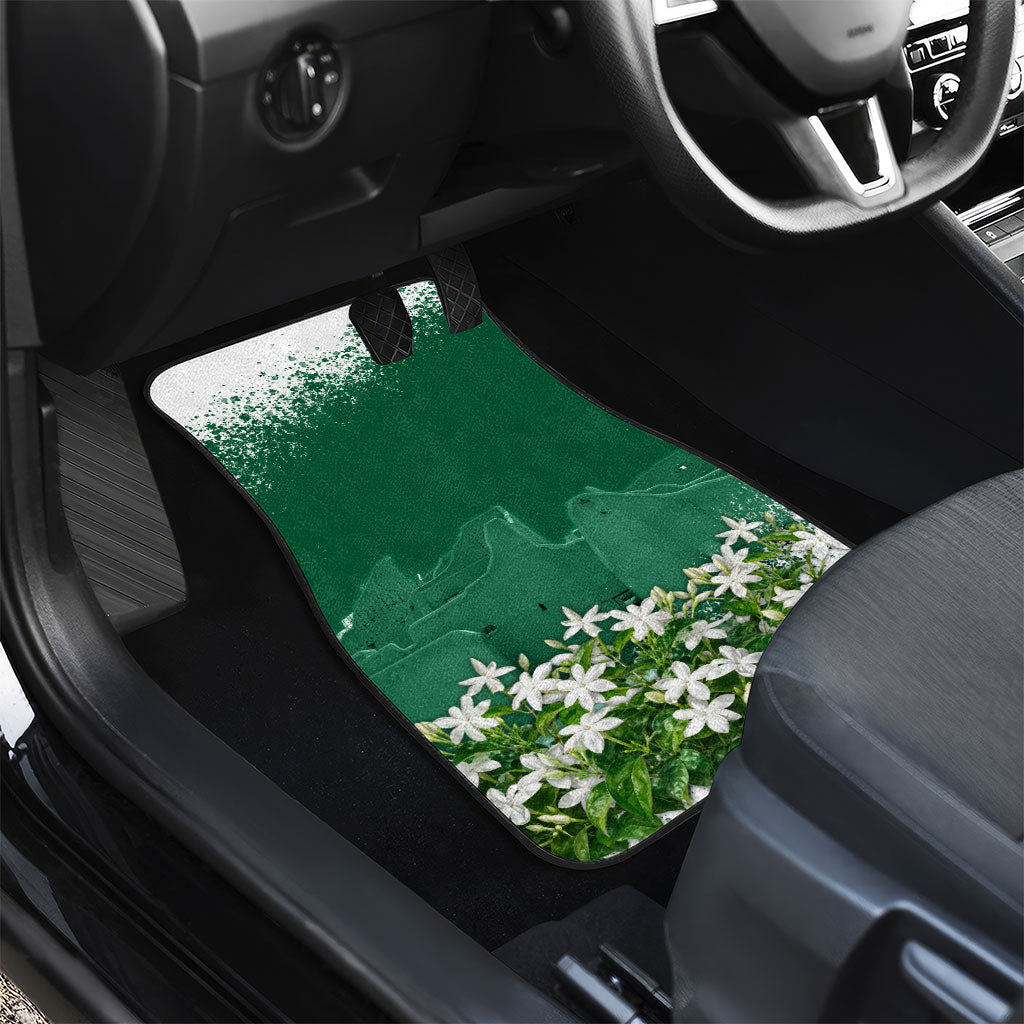 Saudi Arabia National Day Car Mats White Jasmine Arabic Calligraphy Cultural Pride