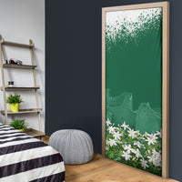 Saudi Arabia National Day Door Cover White Jasmine Arabic Calligraphy Cultural Pride