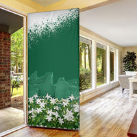 Saudi Arabia National Day Door Cover White Jasmine Arabic Calligraphy Cultural Pride