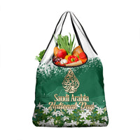 Saudi Arabia National Day Grocery Bag White Jasmine Arabic Calligraphy Cultural Pride