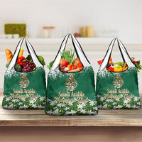 Saudi Arabia National Day Grocery Bag White Jasmine Arabic Calligraphy Cultural Pride