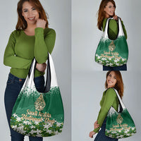 Saudi Arabia National Day Grocery Bag White Jasmine Arabic Calligraphy Cultural Pride