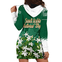 Saudi Arabia National Day Hoodie Dress White Jasmine Arabic Calligraphy Cultural Pride