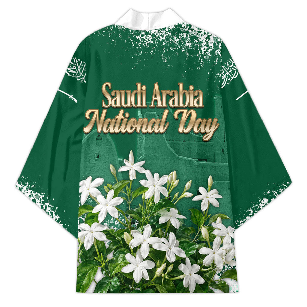 Saudi Arabia National Day Kimono White Jasmine Arabic Calligraphy Cultural Pride
