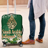Saudi Arabia National Day Luggage Cover White Jasmine Arabic Calligraphy Cultural Pride