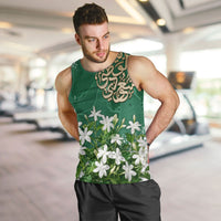 Saudi Arabia National Day Men Tank Top White Jasmine Arabic Calligraphy Cultural Pride