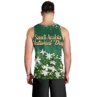 Saudi Arabia National Day Men Tank Top White Jasmine Arabic Calligraphy Cultural Pride