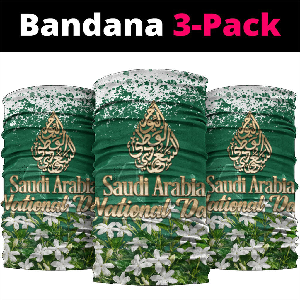 Saudi Arabia National Day Neck Gaiter White Jasmine Arabic Calligraphy Cultural Pride