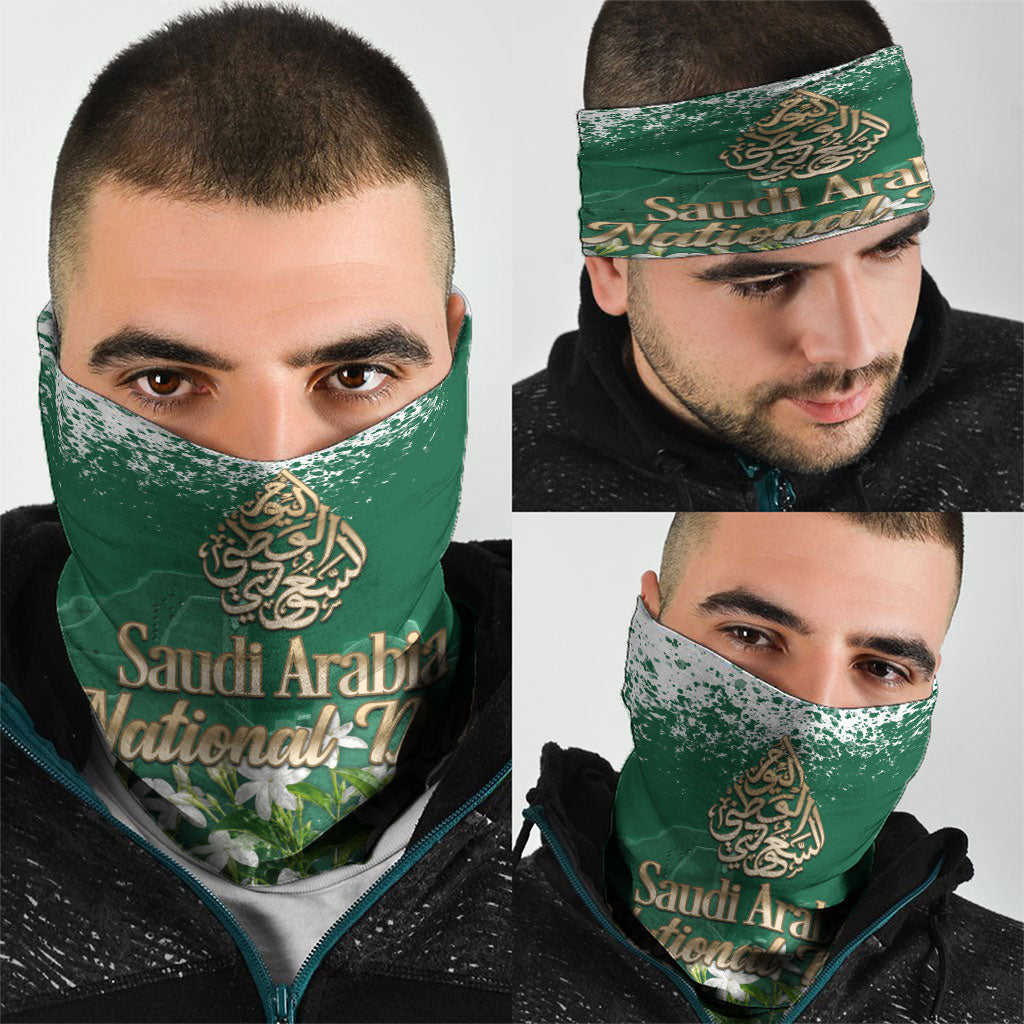 Saudi Arabia National Day Neck Gaiter White Jasmine Arabic Calligraphy Cultural Pride