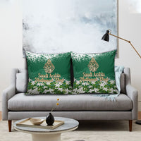 Saudi Arabia National Day Pillow Cover White Jasmine Arabic Calligraphy Cultural Pride