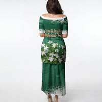 Saudi Arabia National Day Puletasi White Jasmine Arabic Calligraphy Cultural Pride