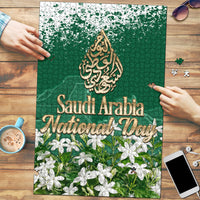 Saudi Arabia National Day Puzzle White Jasmine Arabic Calligraphy Cultural Pride