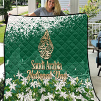Saudi Arabia National Day Quilt White Jasmine Arabic Calligraphy Cultural Pride