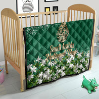Saudi Arabia National Day Quilt White Jasmine Arabic Calligraphy Cultural Pride