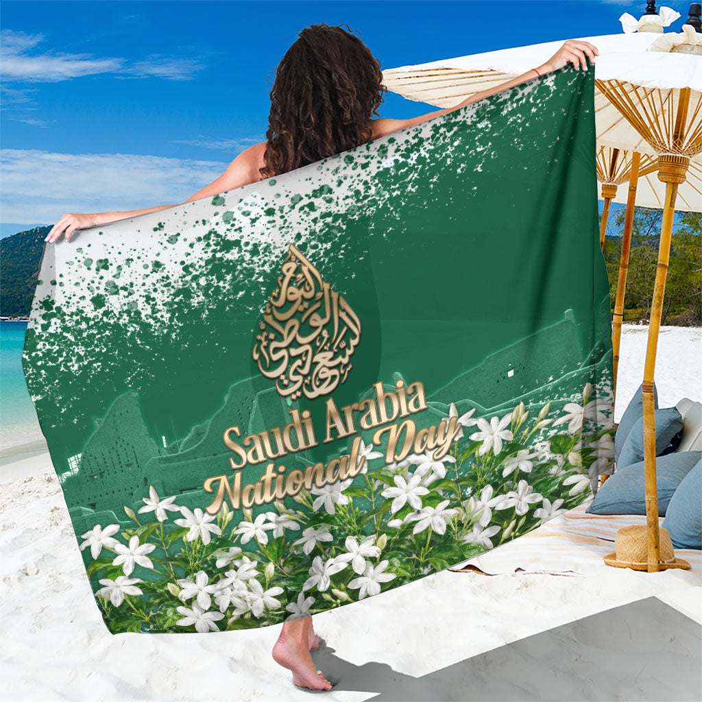 Saudi Arabia National Day Sarong White Jasmine Arabic Calligraphy Cultural Pride