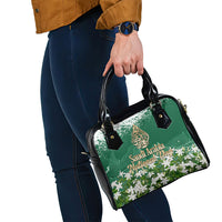 Saudi Arabia National Day Shoulder Handbag White Jasmine Arabic Calligraphy Cultural Pride