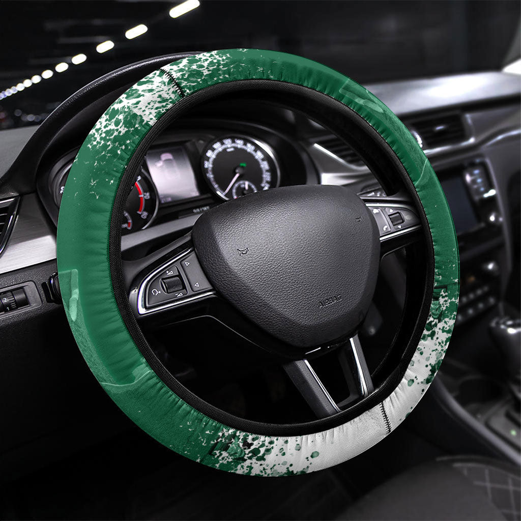 Saudi Arabia National Day Steering Wheel Cover White Jasmine Arabic Calligraphy Cultural Pride