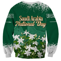 Saudi Arabia National Day Sweatshirt White Jasmine Arabic Calligraphy Cultural Pride