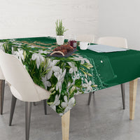 Saudi Arabia National Day Tablecloth White Jasmine Arabic Calligraphy Cultural Pride