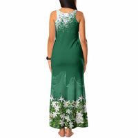Saudi Arabia National Day Tank Maxi Dress White Jasmine Arabic Calligraphy Cultural Pride