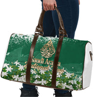 Saudi Arabia National Day Travel Bag White Jasmine Arabic Calligraphy Cultural Pride