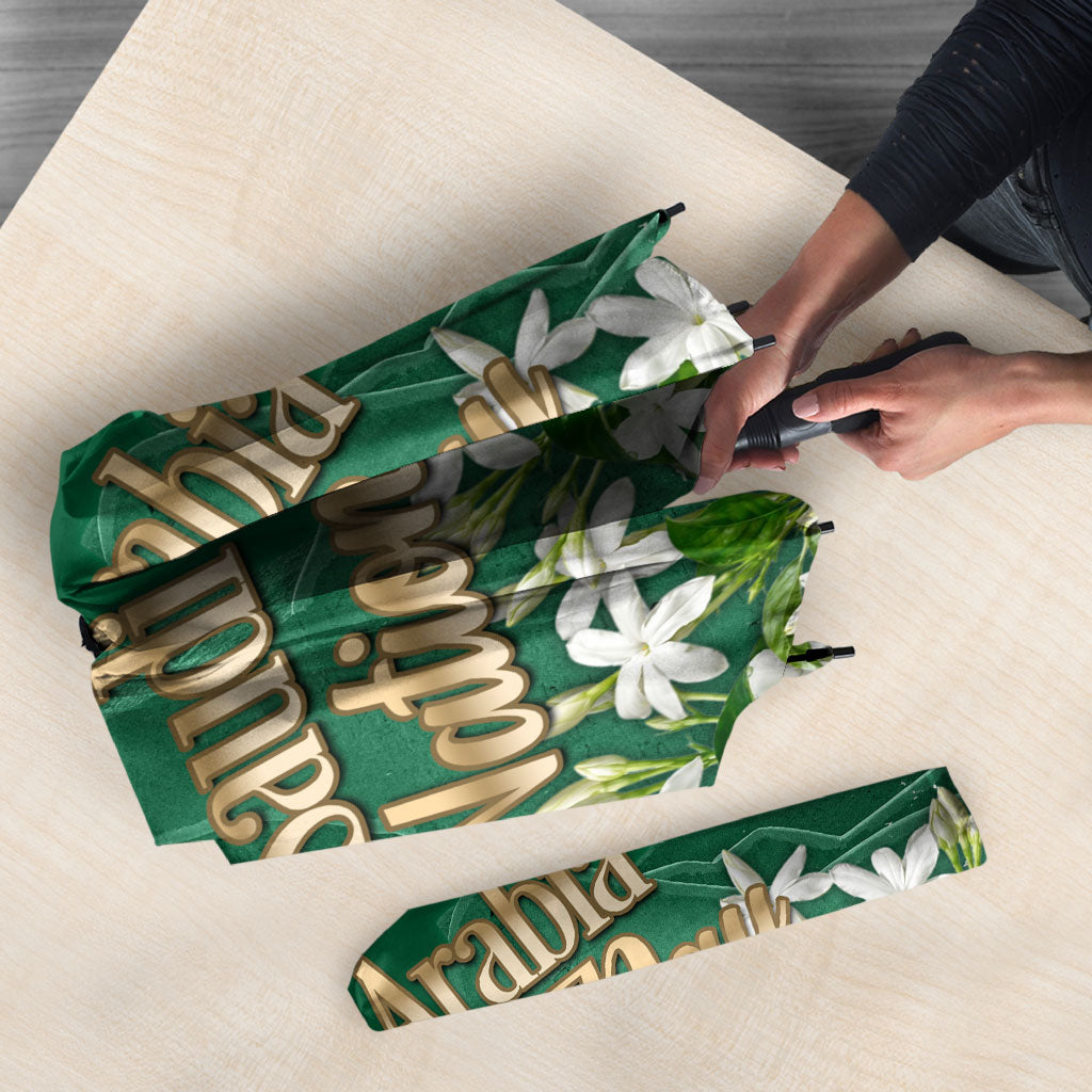 Saudi Arabia National Day Umbrella White Jasmine Arabic Calligraphy Cultural Pride