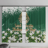 Saudi Arabia National Day Window Curtain White Jasmine Arabic Calligraphy Cultural Pride