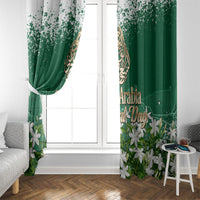Saudi Arabia National Day Window Curtain White Jasmine Arabic Calligraphy Cultural Pride