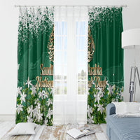 Saudi Arabia National Day Window Curtain White Jasmine Arabic Calligraphy Cultural Pride