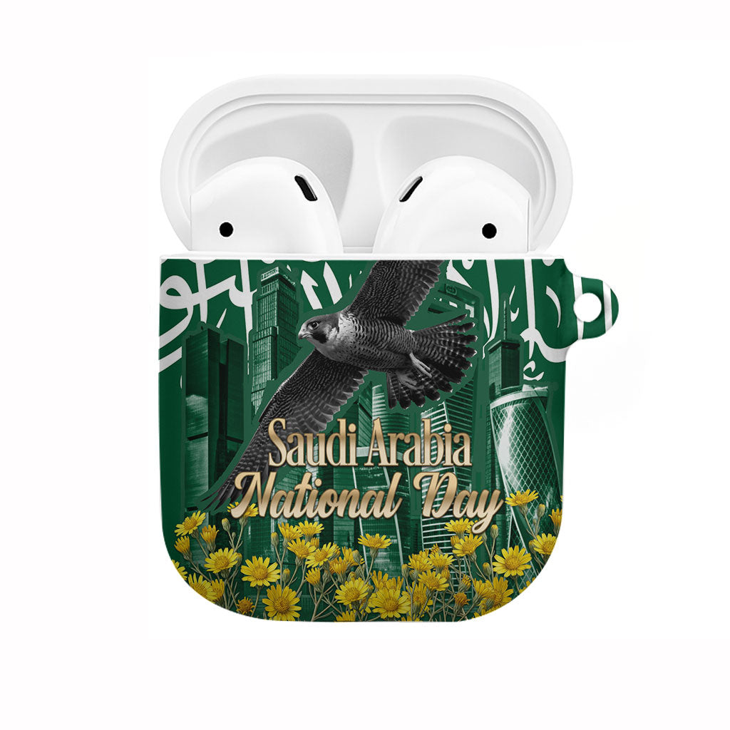 Saudi Arabia National Day AirPods Case Falcon Skyline Arabic Calligraphy Cultural Pride