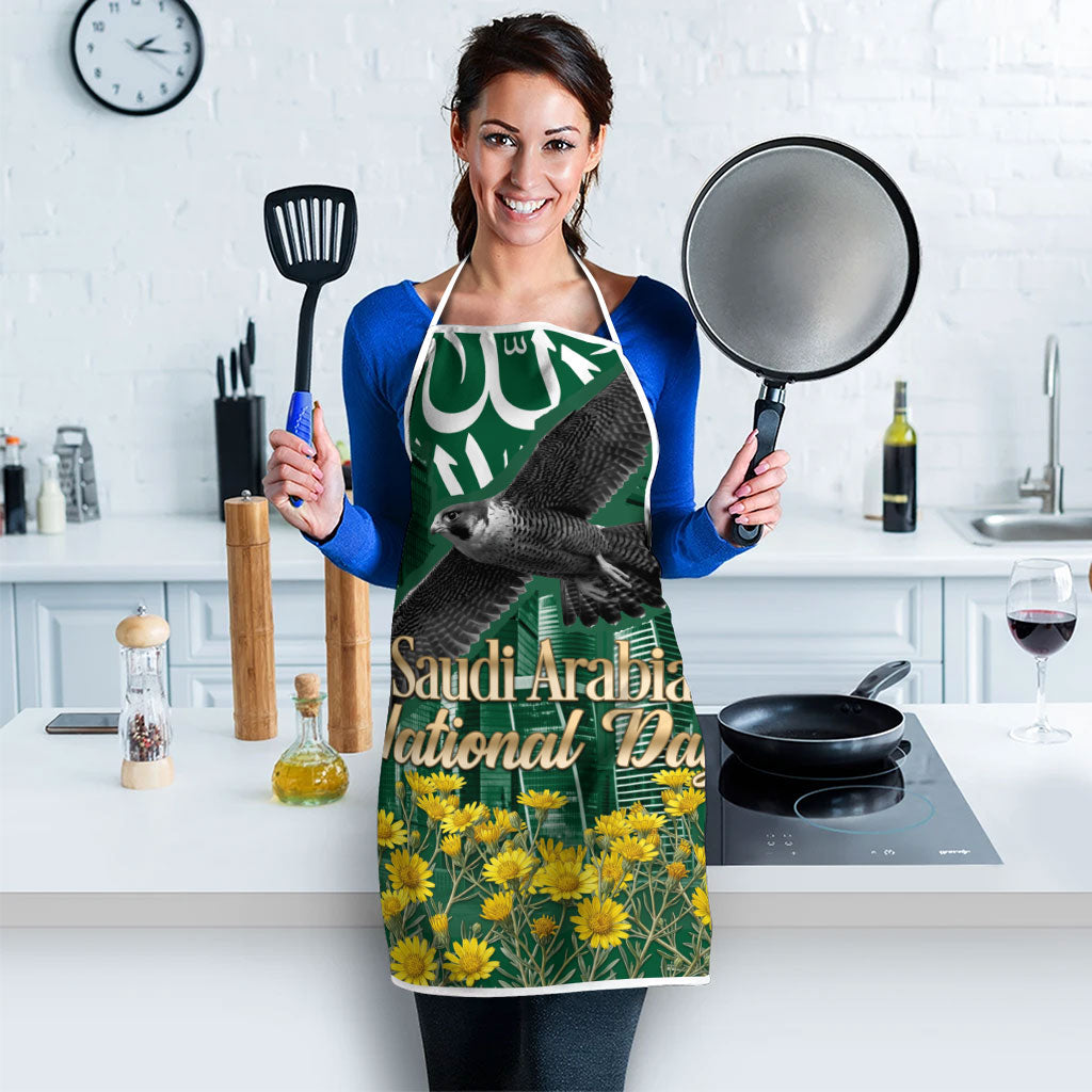 Saudi Arabia National Day Apron Falcon Skyline Arabic Calligraphy Cultural Pride
