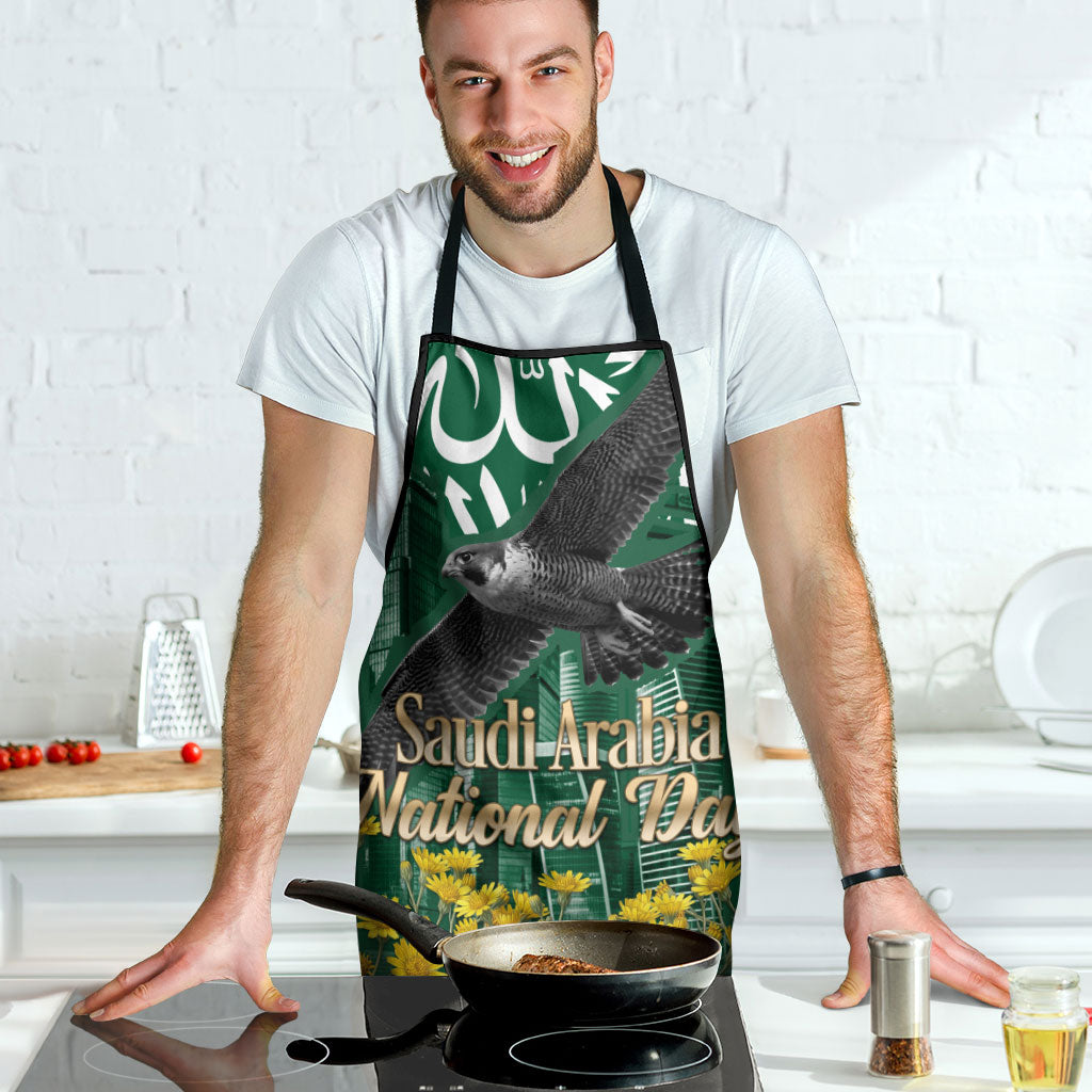 Saudi Arabia National Day Apron Falcon Skyline Arabic Calligraphy Cultural Pride