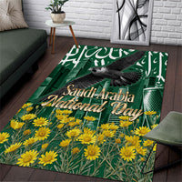 Saudi Arabia National Day Area Rug Falcon Skyline Arabic Calligraphy Cultural Pride