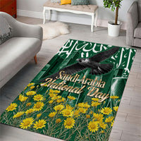 Saudi Arabia National Day Area Rug Falcon Skyline Arabic Calligraphy Cultural Pride