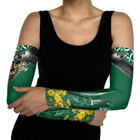 Saudi Arabia National Day Arm Sleeves Falcon Skyline Arabic Calligraphy Cultural Pride