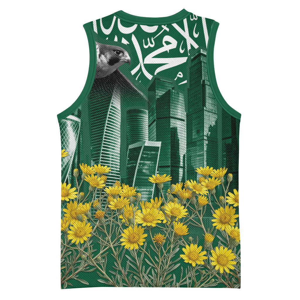 Saudi Arabia National Day Basketball Jersey Falcon Skyline Arabic Calligraphy Cultural Pride