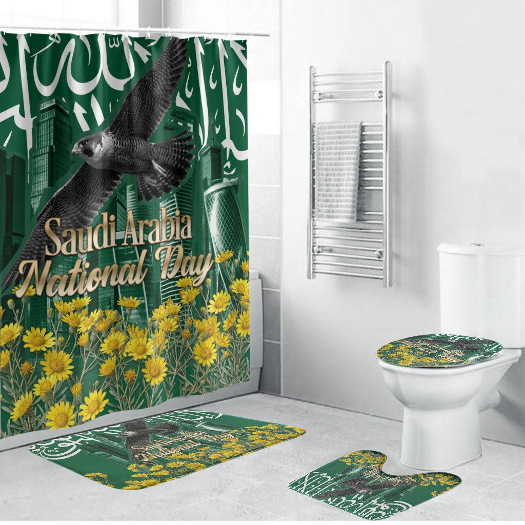 Saudi Arabia National Day Bathroom Set Falcon Skyline Arabic Calligraphy Cultural Pride