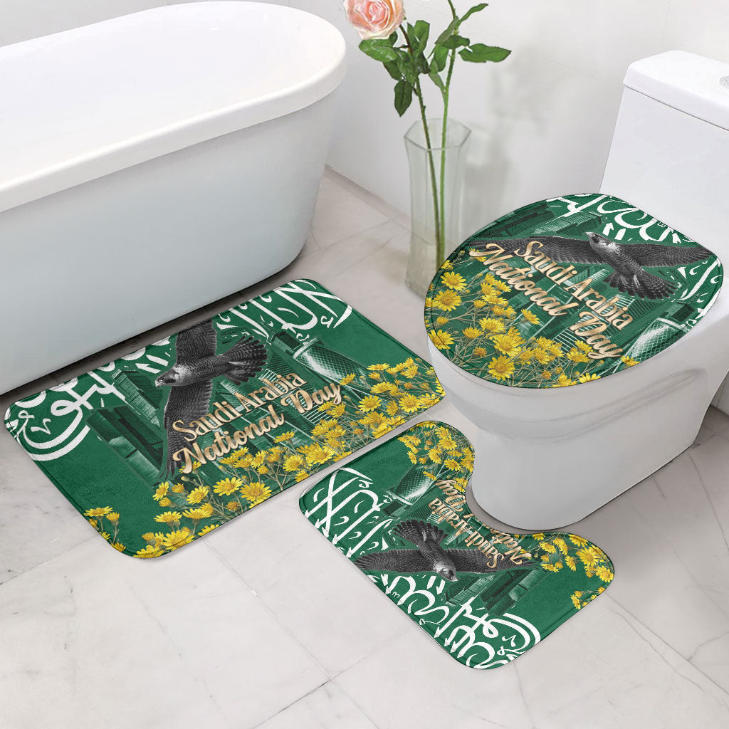 Saudi Arabia National Day Bathroom Set Falcon Skyline Arabic Calligraphy Cultural Pride