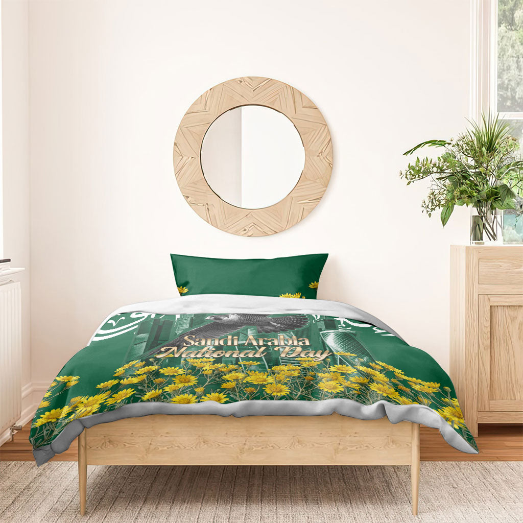 Saudi Arabia National Day Bedding Set Falcon Skyline Arabic Calligraphy Cultural Pride