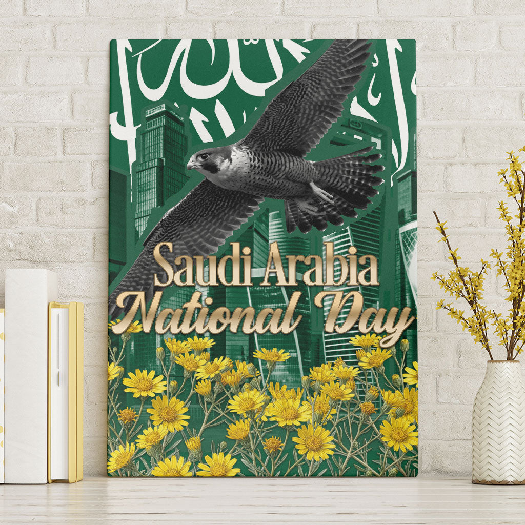 Saudi Arabia National Day Canvas Wall Art Falcon Skyline Arabic Calligraphy Cultural Pride