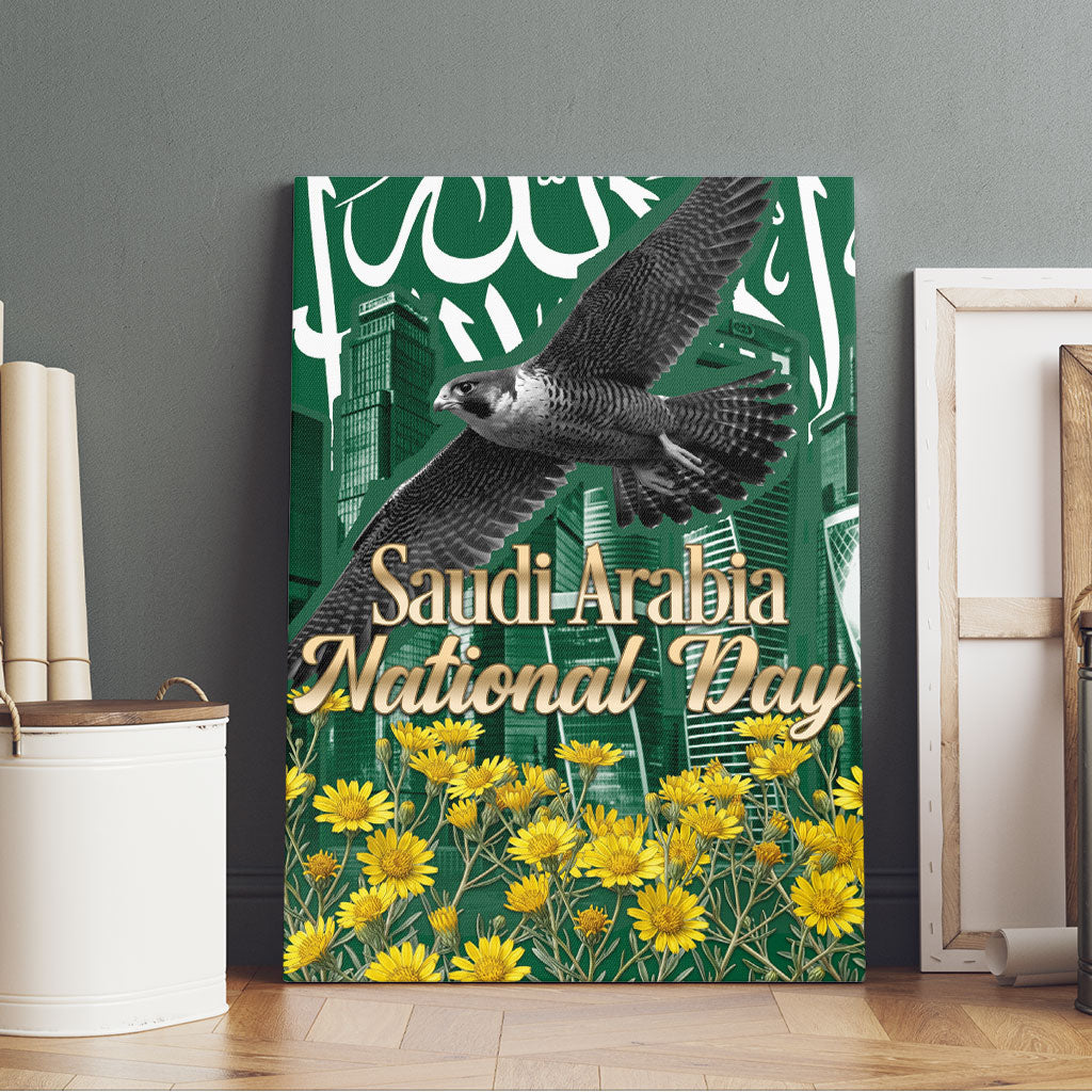 Saudi Arabia National Day Canvas Wall Art Falcon Skyline Arabic Calligraphy Cultural Pride
