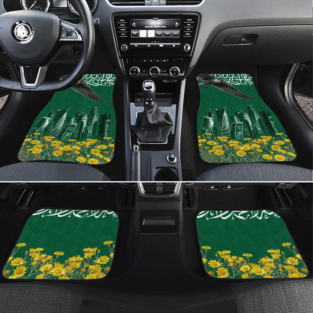 Saudi Arabia National Day Car Mats Falcon Skyline Arabic Calligraphy Cultural Pride