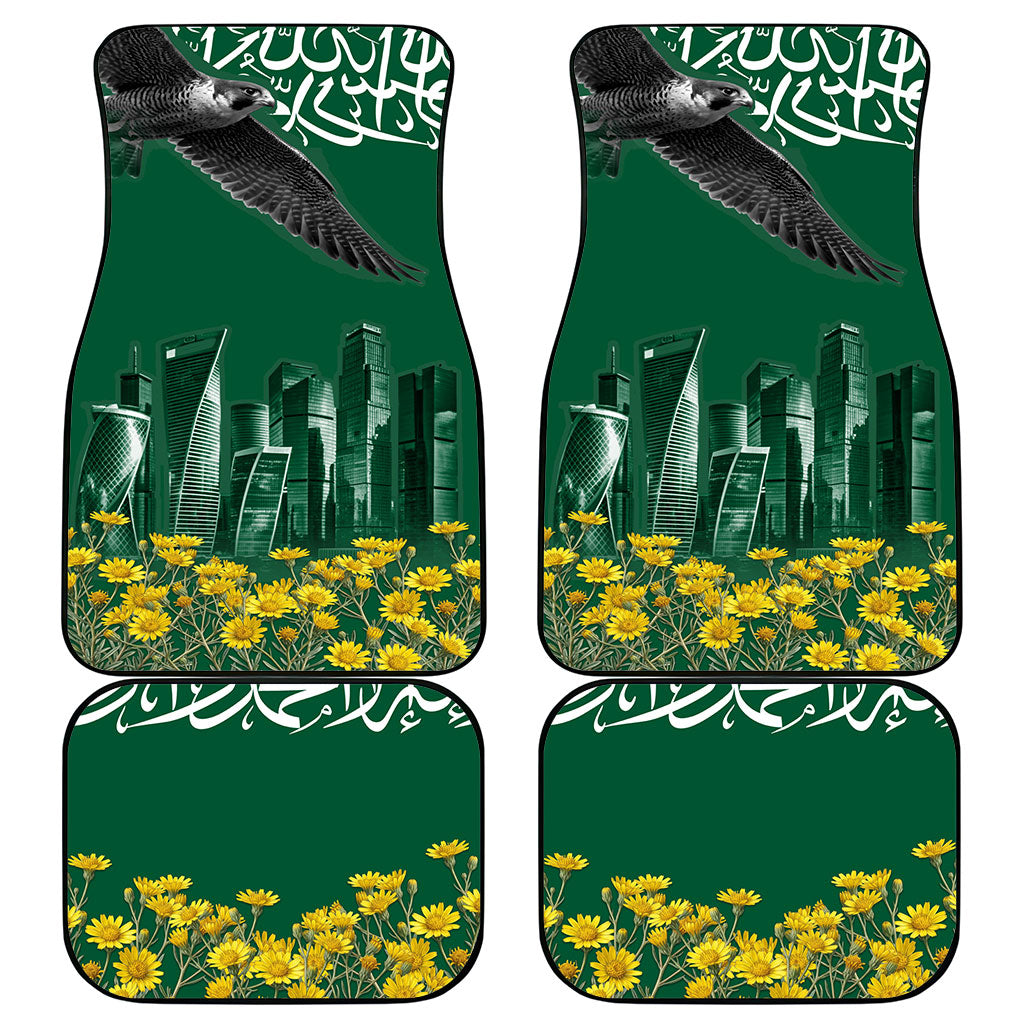 Saudi Arabia National Day Car Mats Falcon Skyline Arabic Calligraphy Cultural Pride